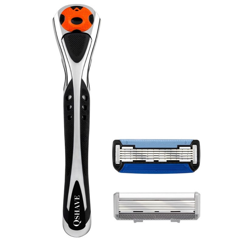 Qshave Black Silver Spider Man Razor Can Design Nume pe mâner se potrivește cu Quattro Titanium (1 buc. mâner, 1 buc. lamă X6 și 1 buc. lamă X5)