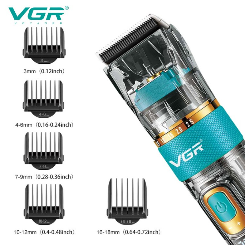 VGR Clipper Professional Hair Clipper Cordless Hair Korut Machine IPX7 Αδιάβροχη κουρευτική μηχανή για άνδρες Επαναφορτιζόμενη V-695