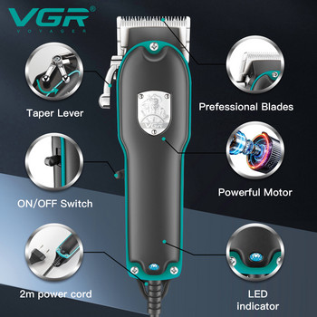 Машина за подстригване VGR Професионална машинка за подстригване Електрическа машинка за подстригване Кабелна машина за подстригване Бръснар Домашен тример за мъже V-123