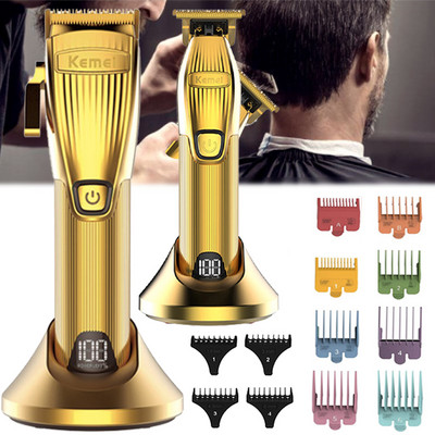 Kemei Professional Barber Shop Hair Clipper Kit 0mm Trimmer Electric Shaver Finish Machine Σετ Ασύρματο/Σχεδιασμένο κλιπ Li-on