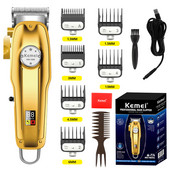 Kemei 1986pg Mașină de tuns profesională, complet metalică, reîncărcabilă, pentru bărbieri, mașină electrică de tuns
