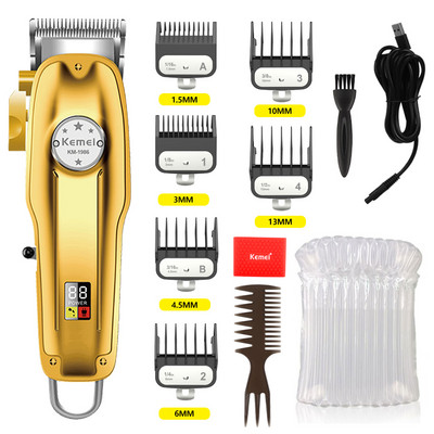 Kemei 1986pg Mașină de tuns profesională, complet metalică, reîncărcabilă, pentru bărbieri, mașină electrică de tuns