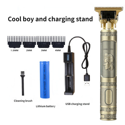 Mașină de tuns electrică cu USB, aparat de ras reîncărcabil, aparat de tuns barba profesionist pentru bărbați, mașină de tuns barba frizer
