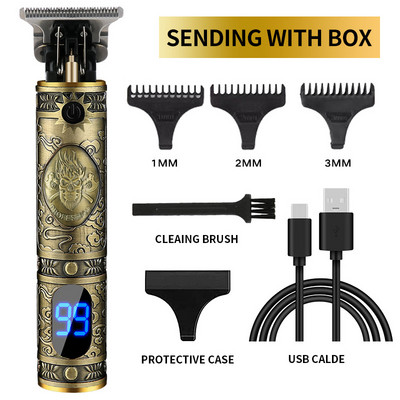Mașină de tuns electrică cu USB, aparat de ras reîncărcabil, aparat de tuns barba profesionist pentru bărbați, mașină de tuns barba frizer