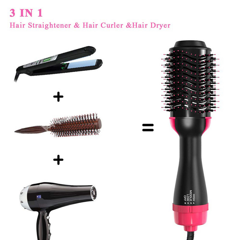 Air Styler 2 în 1 Uscător de păr electric Perie cu aer Anion Pieptene cu aer cald Tijă de curling Fier Instrument de styling Volumizator perie cu aer cald