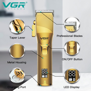 VGR Тример за коса Регулируема машина за подстригване Професионална машинка за подстригване Безжична машина за подстригване Метален тример за мъже V-280