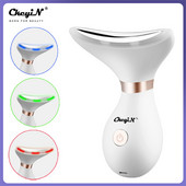 CkeyiN Dispozitiv de înfrumusețare pentru ridicarea feței gâtului EMS LED Terapie cu fotoni Masaj de strângere a pielii Reduce bărbia dublă Îngrijirea pielii antirid