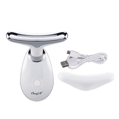 CkeyiN Dispozitiv de înfrumusețare pentru ridicarea feței gâtului EMS LED Terapie cu fotoni Masaj de strângere a pielii Reduce bărbia dublă Îngrijirea pielii antirid