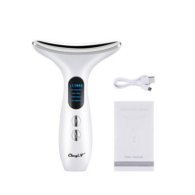 CkeyiN Dispozitiv de înfrumusețare pentru ridicarea feței gâtului EMS LED Terapie cu fotoni Masaj de strângere a pielii Reduce bărbia dublă Îngrijirea pielii antirid