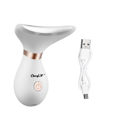 CkeyiN Dispozitiv de înfrumusețare pentru ridicarea feței gâtului EMS LED Terapie cu fotoni Masaj de strângere a pielii Reduce bărbia dublă Îngrijirea pielii antirid