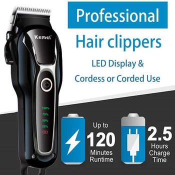 Kemei Electric LCD Hair Clipper Trimmer for Men Επαναφορτιζόμενη ξυριστική μηχανή Beard Barber Professional Hair Cutting Machine USB 2022 New