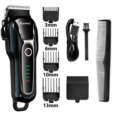 Kemei Electric LCD Hair Clipper Trimmer for Men Επαναφορτιζόμενη ξυριστική μηχανή Beard Barber Professional Hair Cutting Machine USB 2022 New