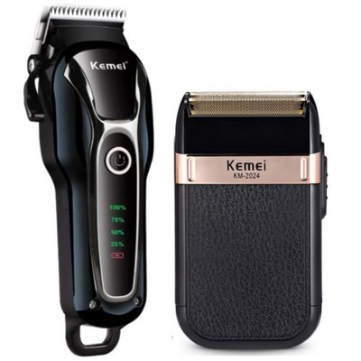 Kemei Electric LCD Hair Clipper Trimmer for Men Επαναφορτιζόμενη ξυριστική μηχανή Beard Barber Professional Hair Cutting Machine USB 2022 New