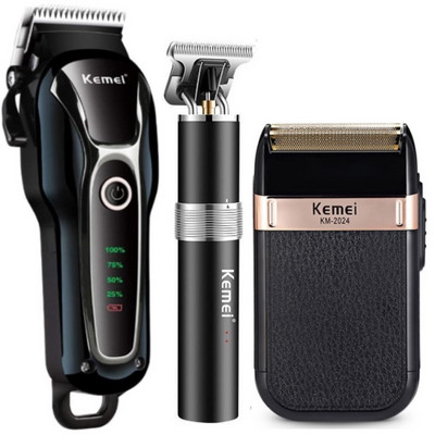 Kemei Electric LCD Hair Clipper Trimmer for Men Επαναφορτιζόμενη ξυριστική μηχανή Beard Barber Professional Hair Cutting Machine USB 2022 New