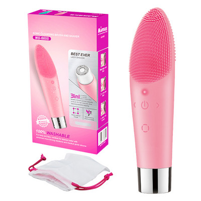 Perie electrică de curățare a feței din silicon pentru exfoliere, masaj și curățare profundă cu aparat de îndepărtare a părului Lady Razor Instrumente de îngrijire a pielii