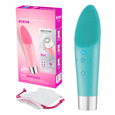 Perie electrică de curățare a feței din silicon pentru exfoliere, masaj și curățare profundă cu aparat de îndepărtare a părului Lady Razor Instrumente de îngrijire a pielii