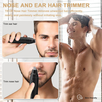 Electric Nose & Ear Trimmer Safe Professional Care Επαναφορτιζόμενη αδιάβροχη αποτριχωτική συσκευή για άνδρες και γυναίκες
