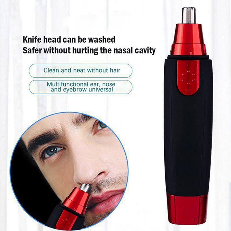 Trimmer electric portabil din oțel inoxidabil pentru tuns pentru nas pentru îndepărtarea aparatului de ras pentru urechi, aparat de tăiat sprâncene pentru bărbați, instrument de lână nazală