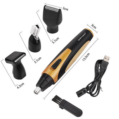 4 u 1 prijenosni punjivi trimer za nos, uho, bežični trimer za muškarce, brijač za bradu, uređaj za uklanjanje dlačica s lica, obrva i nosa