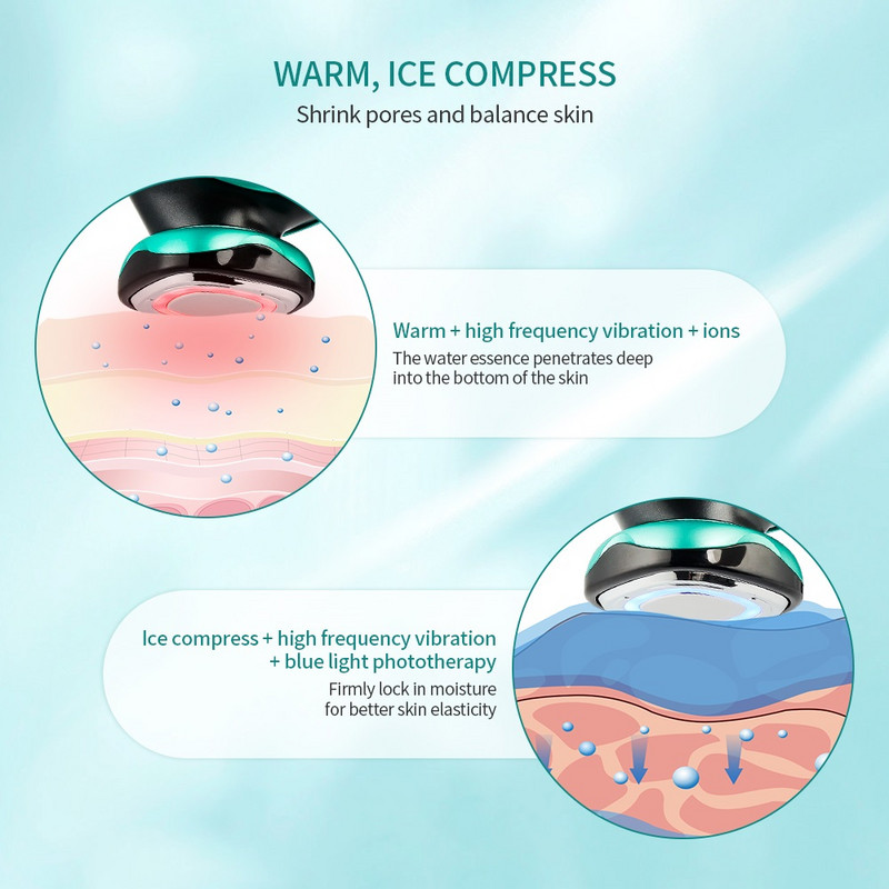 EMS Anti-îmbătrânire Feței Masaj cald și rece LED Terapie cu lumină fotonice Dispozitiv de instrumente de îngrijire a pielii Lifting facial Strânge masaj sonic Frumusețe