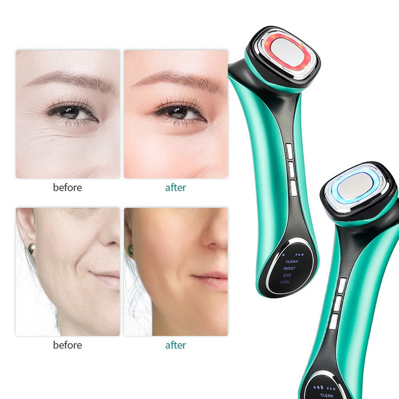 EMS Anti-îmbătrânire Feței Masaj cald și rece LED Terapie cu lumină fotonice Dispozitiv de instrumente de îngrijire a pielii Lifting facial Strânge masaj sonic Frumusețe