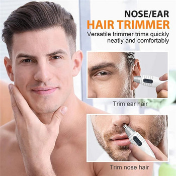 Тример за уши и нос Машинка за подстригване Професионален безболезнен тример за вежди и косми по лицето за мъже, жени, самобръсначка за епилация