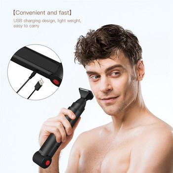 Мъжка самобръсначка за коса на гърба с дълга дръжка USB акумулаторен тример с голямо острие 2 в 1 Сгъваема самобръсначка на гърба Мъжка машина за премахване на коса
