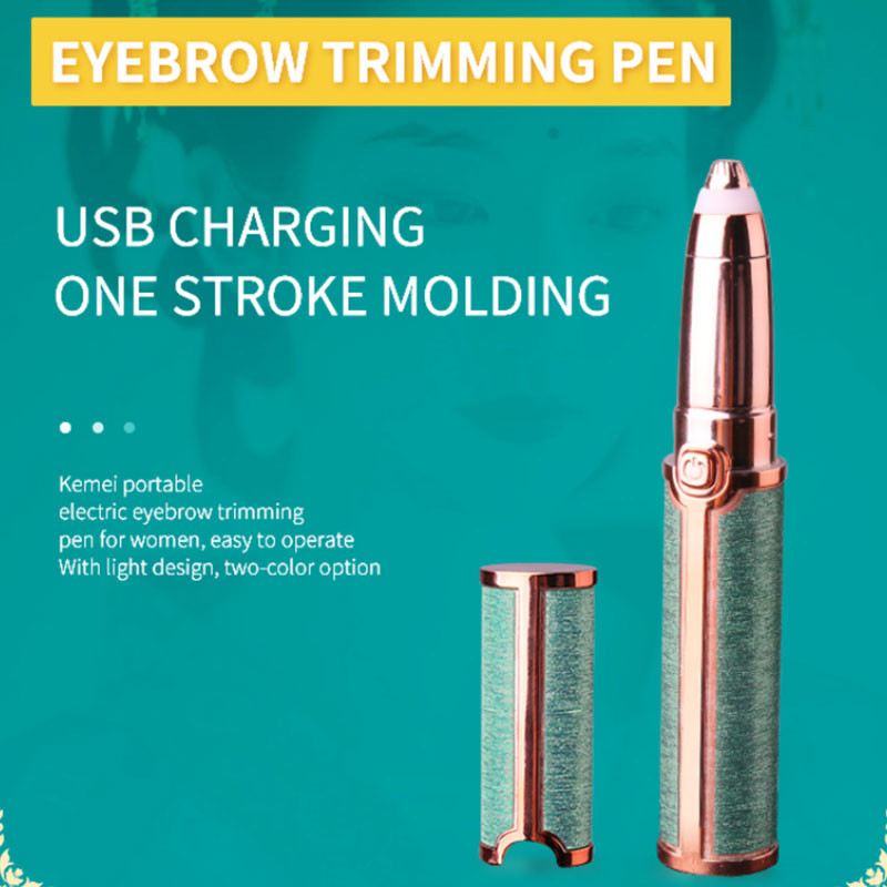 Epilator electric de sprâncene original Kemei pentru femei Pen Trimmer Mașină de bărbierit pentru față Nas ureche Epilator pentru femeie Model de sprâncene