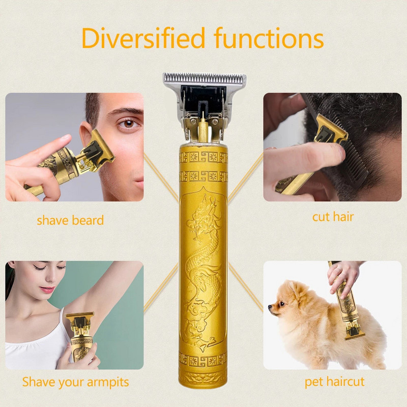 HOT Vintage T9 0MM plaukų kirpimo mašina profesionali belaidė plaukų kirpimo mašinėlė, skirta vyrų barzdos kirpimui, elektrinė skutimosi mašinėlė