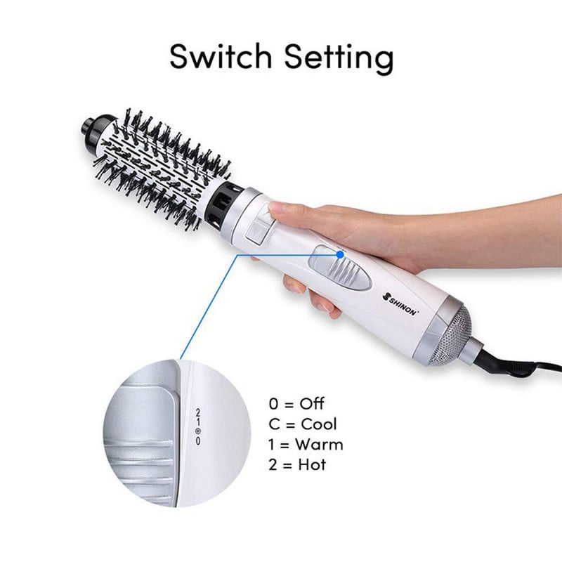 2 az 1-ben Hajszárító és Volumerítő Hajformázó és Frizz Hot Air Brush hajformázó és szárító 360 fokban forgatható vezetékkel, automatikus kikapcsolás