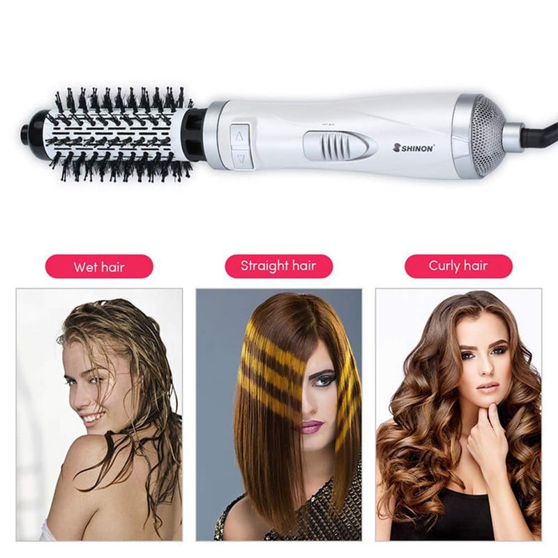 2 az 1-ben Hajszárító és Volumerítő Hajformázó és Frizz Hot Air Brush hajformázó és szárító 360 fokban forgatható vezetékkel, automatikus kikapcsolás