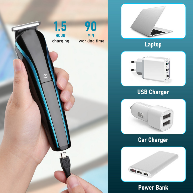 YBLNTEK 3 az 1-ben hajvágó férfiaknak vezeték nélküli elektromos szakállvágó orr- és fülvágó fodrászgép USB újratölthető