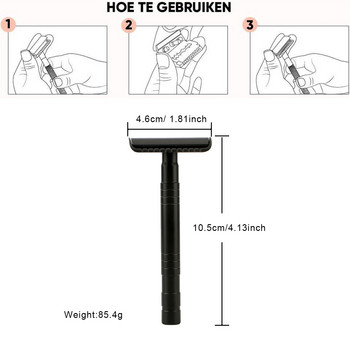 HAWARD Safety Razor Επαναχρησιμοποιήσιμο Μεταλλικό ξυράφι ξυρίσματος για άνδρες και γυναίκες με 10 ξυριστικές λεπίδες ξυριστική μηχανή ήπιας επιθετικότητας για αρχάριους
