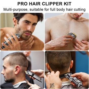 HATTEKER Professional Hair Clippers Αδιάβροχο Κιτ περιποίησης Barber με 8 χτένες οδηγούς Ασύρματη κουρευτική μηχανή