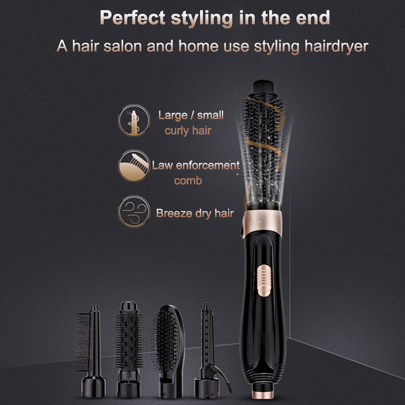 Hair Styler 4 σε 1 Titanium Blow Hair Dryer Volumizer Βούρτσα ζεστού αέρα για όλους τους τύπους μαλλιών