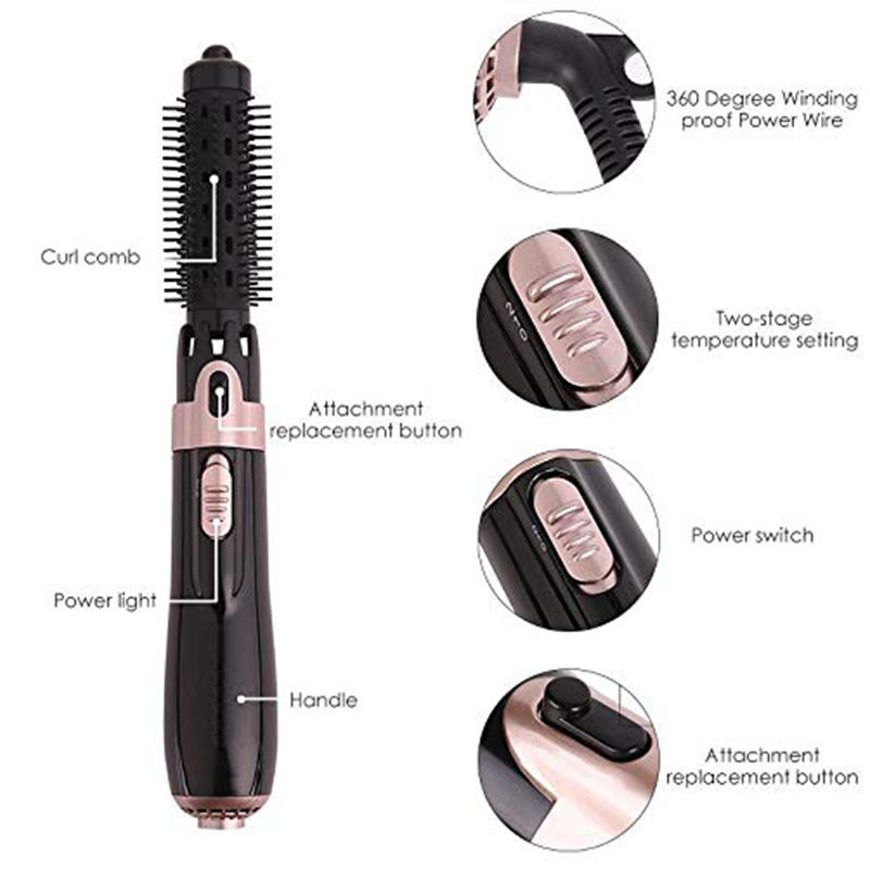 Hair Styler 4 σε 1 Titanium Blow Hair Dryer Volumizer Βούρτσα ζεστού αέρα για όλους τους τύπους μαλλιών