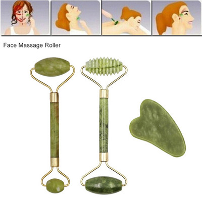 Nou verde facial Jad Roller Massager Ochi Fața Gât Relaxare Instrument de slăbire Jad Roller Massager Față Corp Cap Gât Picior Piatră