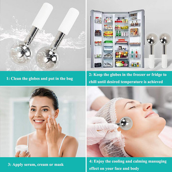 Ανοξείδωτο ατσάλι Beauty Ice Globes Face Massager Cryo Massage Εργαλεία για το σώμα και το λαιμό Face Lift Skin Care Home Spa Facial Roller