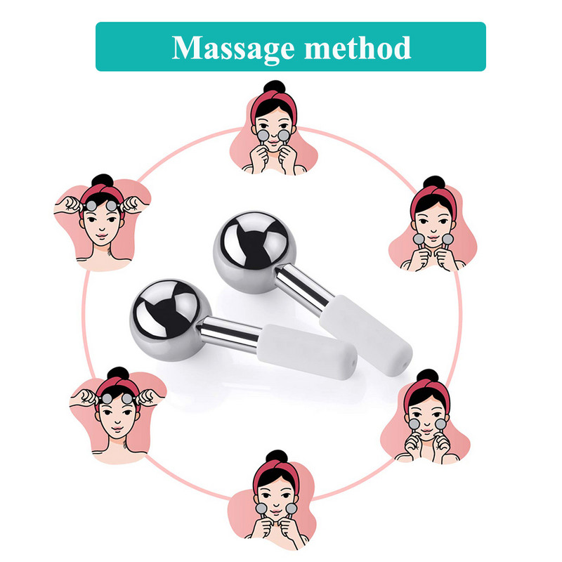 Rozsdamentes acél szépség jéggömbök Arcmasszírozó Krio masszázseszközök testre és nyakra Face Lift Bőrápolás Otthoni Spa arcápoló henger