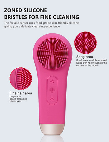 Cold & Heat Κόκκινο/Μπλε LED Light Electric Power Cleaning Brush Face Cleaning Brush for Face Deep Cleansing Sonic Scrubber προσώπου