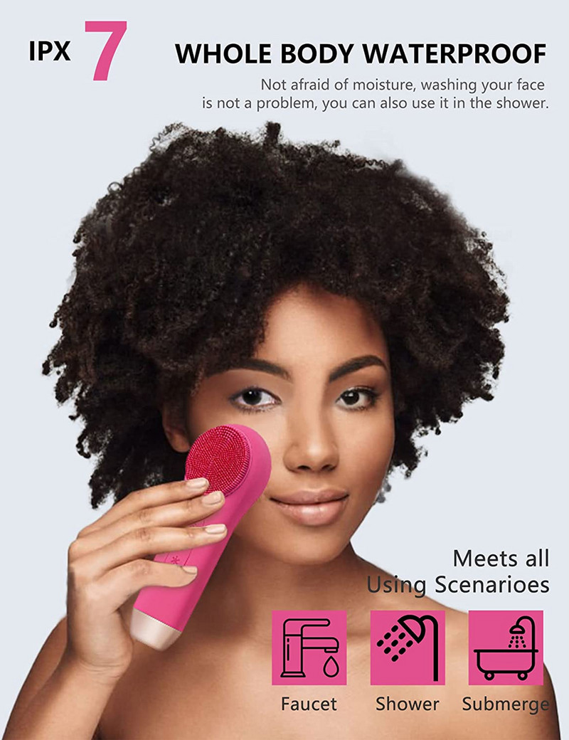 Hideg és meleg piros/kék LED-es fény elektromos hajtású arctisztító kefe arcradírozó mélytisztító szonikus arcradírhoz