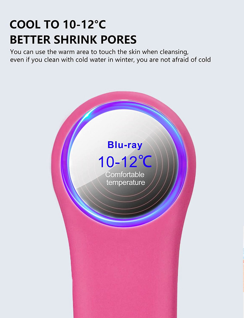 Hideg és meleg piros/kék LED-es fény elektromos hajtású arctisztító kefe arcradírozó mélytisztító szonikus arcradírhoz