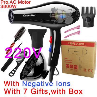 1800W 3800W 110V US arba 220V EU Plug Hot Cold Wind Profesionalus plaukų džiovintuvas plaukų džiovintuvas plaukų džiovintuvas plaukų salonui, skirtas naudoti buityje