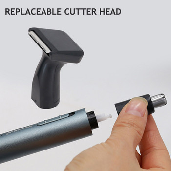 Електрическа машина за подстригване на косми в носа, алуминиева тръба, извита режеща глава, USB акумулаторна с тример за вежди