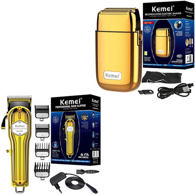 Kemei 1973 1976 TX1 Изцяло метален тример за коса Професионален бръснар Комбинирана електрическа машинка за подстригване за мъже Pro Cord Безжична машина за подстригване