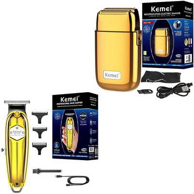 Kemei 1973 1976 TX1 Изцяло метален тример за коса Професионален бръснар Комбинирана електрическа машинка за подстригване за мъже Pro Cord Безжична машина за подстригване