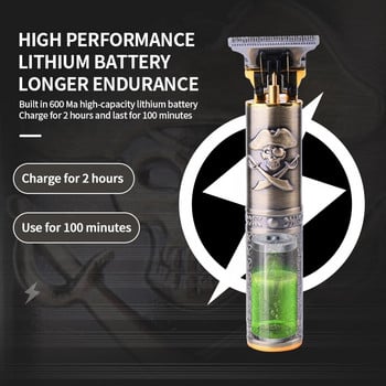 Kemei T9 Professional Hair Trimmer 0MM Electric Cordless Clipper Hairstar KM-203 Metal Pirate Body Hair Beard Finishing Machine