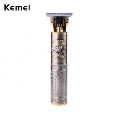 Kemei T9 Professzionális Hajvágó 0MM Elektromos Akkus Clipper Hairstar KM-203 Metal Pirate Body Body Haj szakáll befejező gép