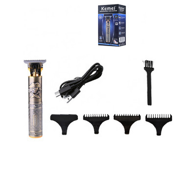 Kemei T9 Professzionális Hajvágó 0MM Elektromos Akkus Clipper Hairstar KM-203 Metal Pirate Body Body Haj szakáll befejező gép