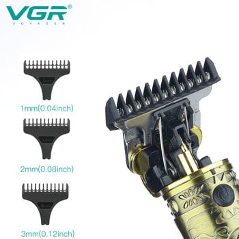 VGR T9 Hair Trimmer Επαναφορτιζόμενη μηχανή κοπής Cordless Hair Clipper Electric Barber T-Blade 0mm Cutting Blade V-228